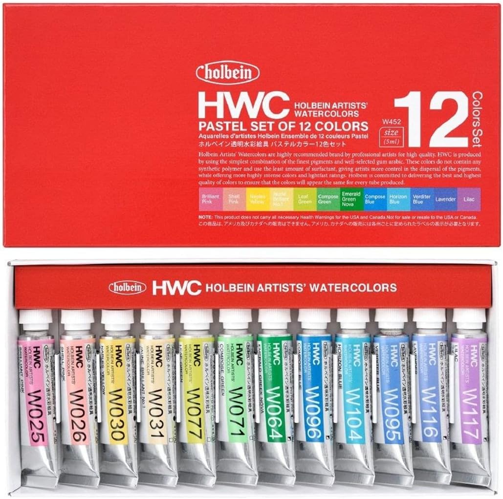 Holbein Artists’ Watercolors – Pastels, Set of 12, 5 ml, Tubes Review